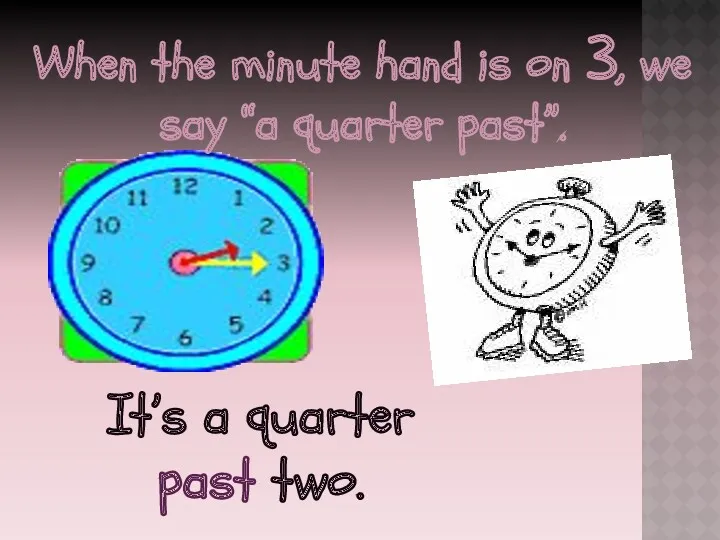 When the minute hand is on 3, we say “a
