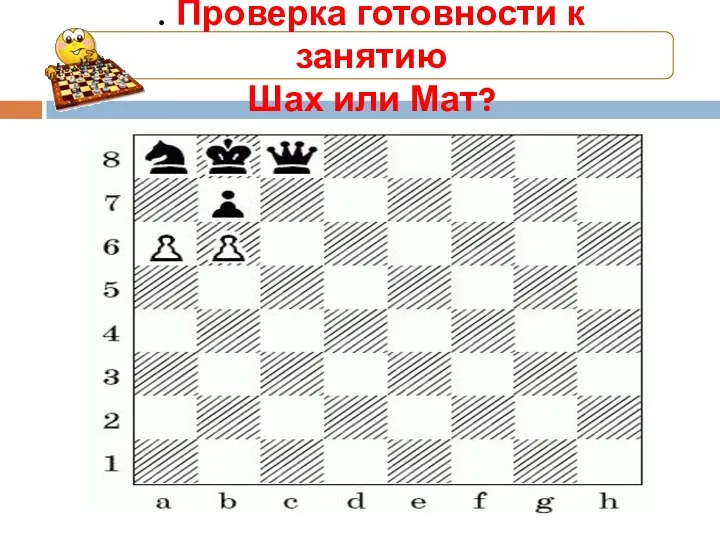 . Проверка готовности к занятию Шах или Мат?