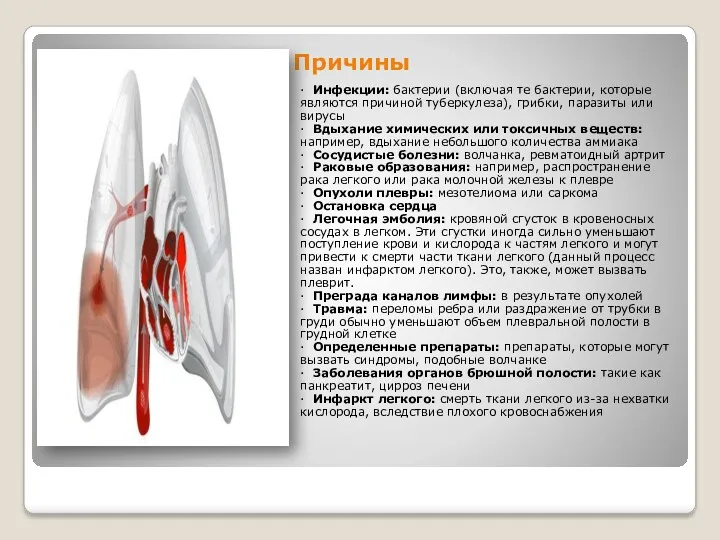 Причины · Инфекции: бактерии (включая те бактерии, которые являются причиной