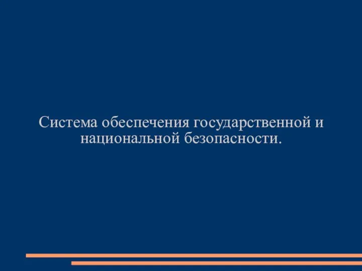 Система обеспечения государственной и национальной безопасности.