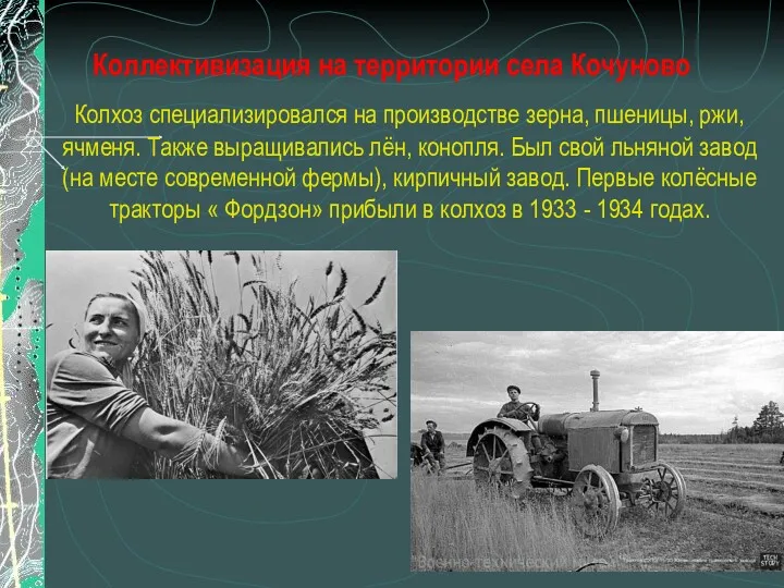 Коллективизация на территории села Кочуново Колхоз специализировался на производстве зерна,