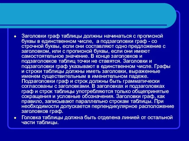 Заголовки граф таблицы должны начинаться с прописной буквы в единственном