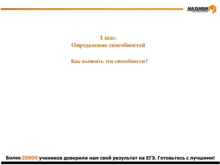 1 шаг. Определение способностей Как выявить эти способности?