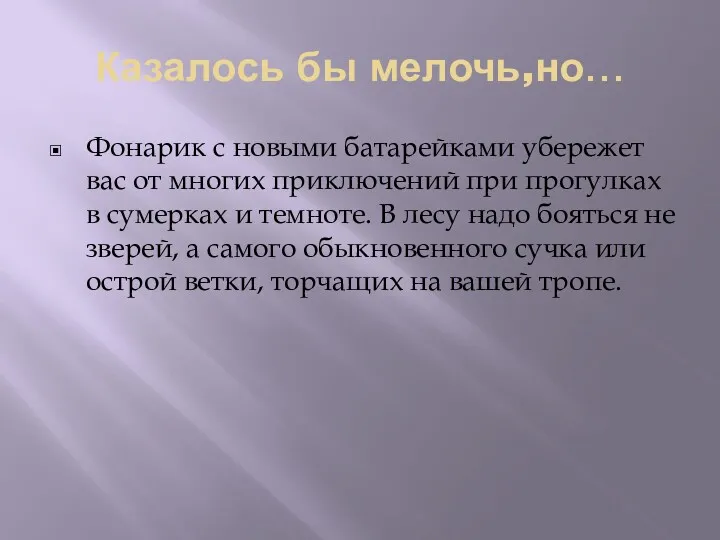 Казалось бы мелочь,но… Фонарик с новыми батарейками убережет вас от многих приключений при