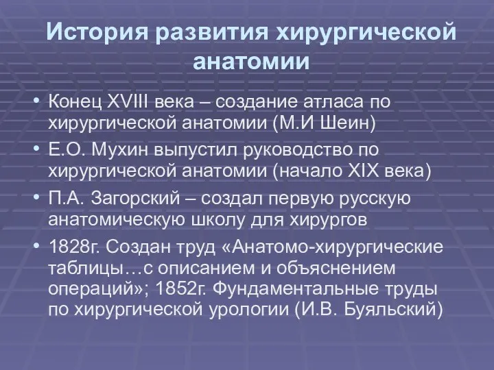 История развития хирургической анатомии Конец XVIII века – создание атласа