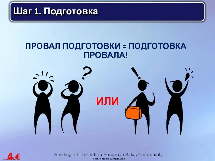 ПРОВАЛ ПОДГОТОВКИ = ПОДГОТОВКА ПРОВАЛА! ИЛИ Шаг 1. Подготовка