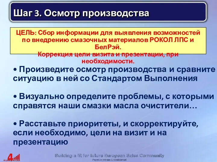 Произведите осмотр производства и сравните ситуацию в ней со Стандартом