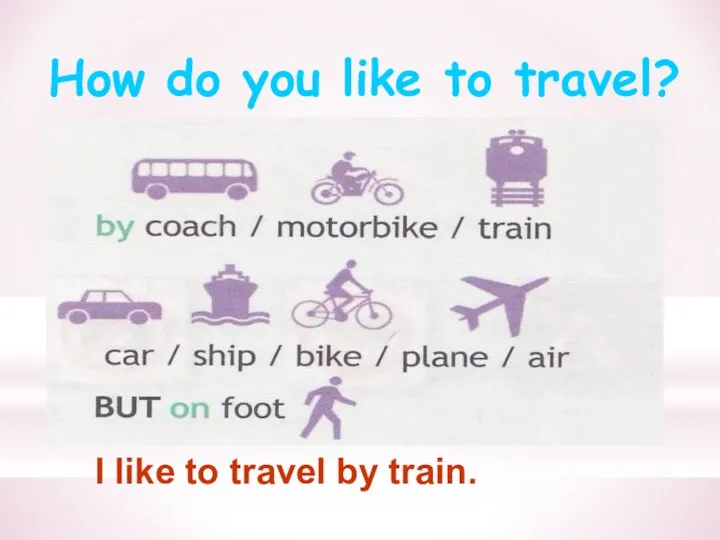How do you like to travel? I like to travel by train.