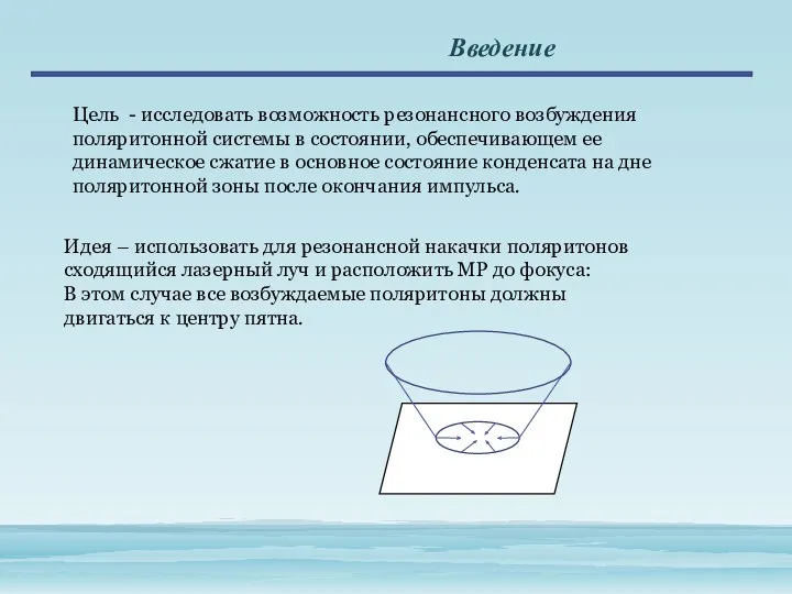 Введение Цель - исследовать возможность резонансного возбуждения поляритонной системы в