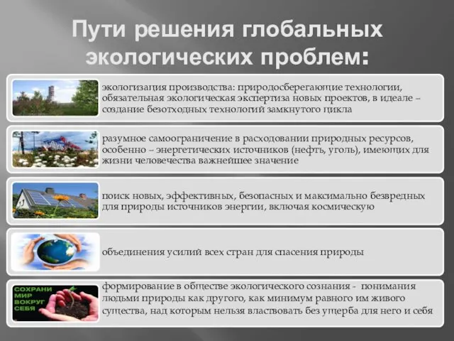 Пути решения глобальных экологических проблем: