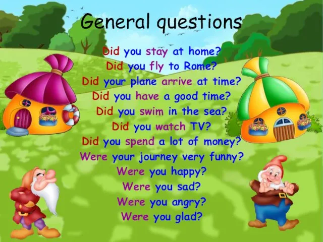 General questions Did you stay at home? Did you fly