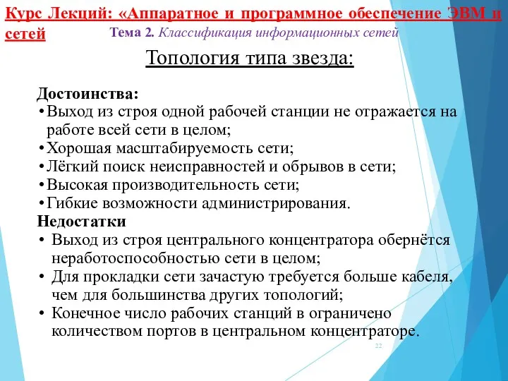 Топология типа звезда: Курс Лекций: «Аппаратное и программное обеспечение ЭВМ