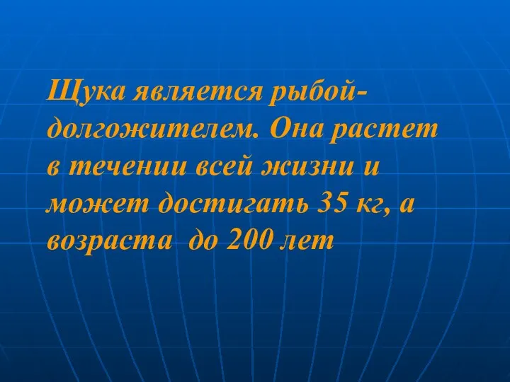 Щука является рыбой-долгожителем. Она растет в течении всей жизни и