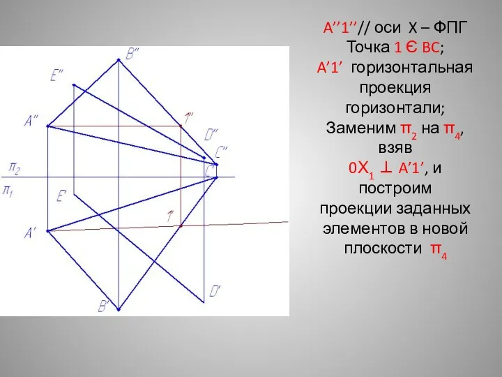 A’’1’’// оси X – ФПГ Точка 1 Є BC; A’1’