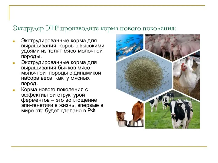 Экструдер ЭТР производите корма нового поколения: Экструдированные корма для выращивания