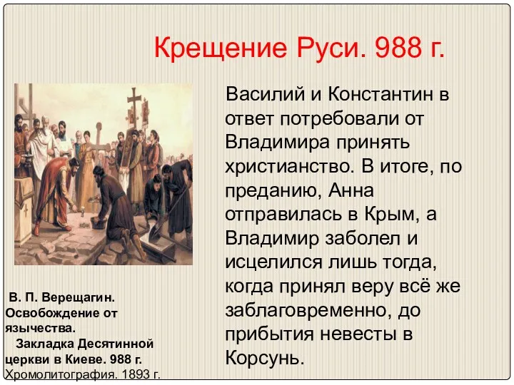 Крещение Руси. 988 г. Василий и Константин в ответ потребовали