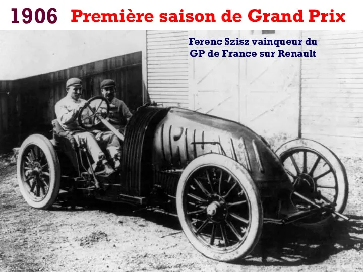 1906 Première saison de Grand Prix Ferenc Szisz vainqueur du GP de France sur Renault