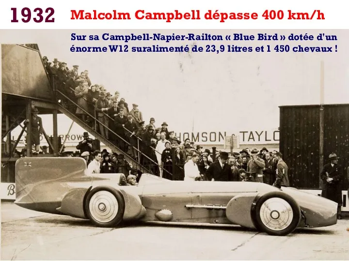 1932 Malcolm Campbell dépasse 400 km/h Sur sa Campbell-Napier-Railton «