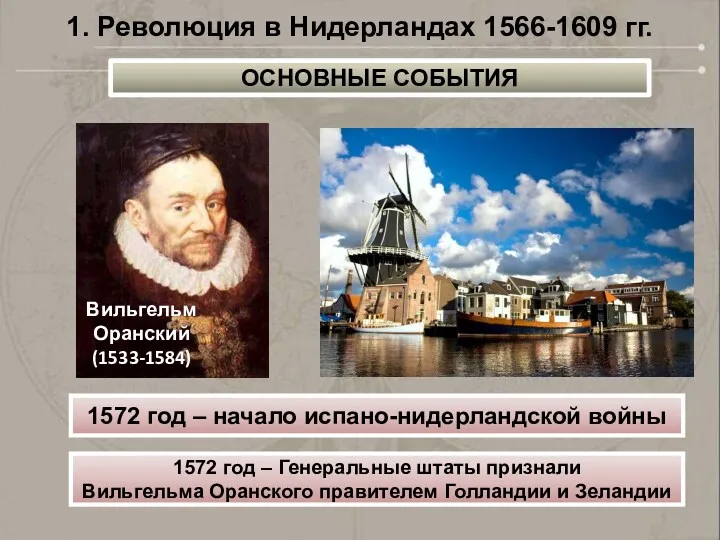 1572 год – начало испано-нидерландской войны 1572 год – Генеральные