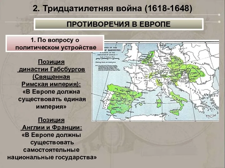 1. По вопросу о политическом устройстве Позиция династии Габсбургов (Священная