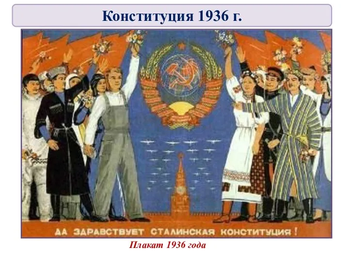 Плакат 1936 года Конституция 1936 г.