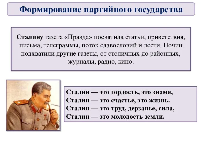 Сталину газета «Правда» посвятила статьи, приветствия, письма, телеграммы, поток славословий