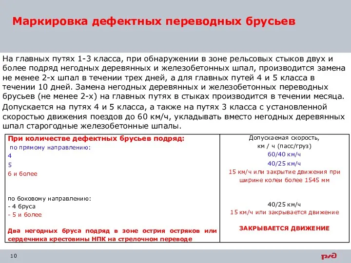 На главных путях 1-3 класса, при обнаружении в зоне рельсовых стыков двух и