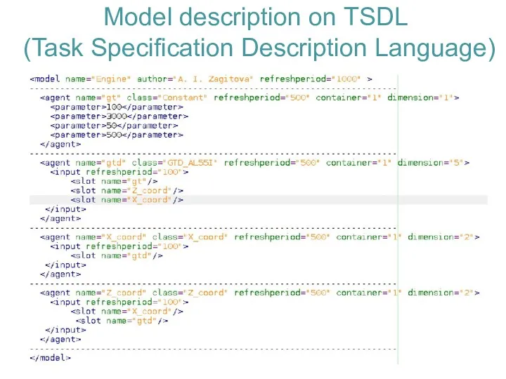 Model description on TSDL (Task Specification Description Language)