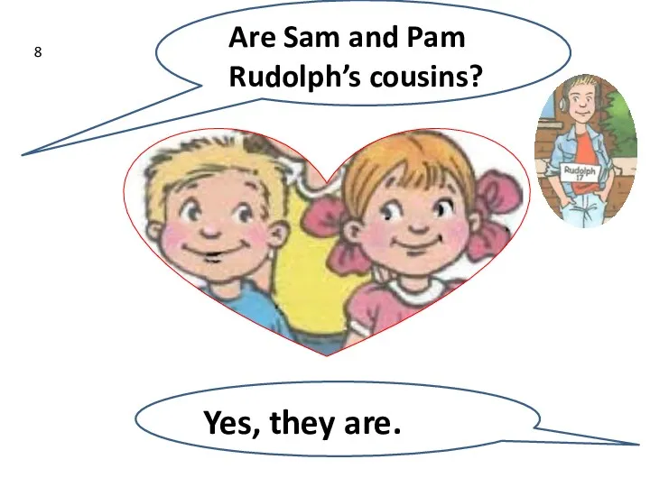 Yes, they are. 8 Are Sam and Pam Rudolph’s cousins?