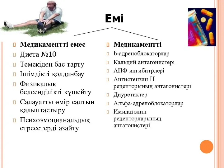 ЕМІ Медикаментті емес Диета №10 Темекіден бас тарту Ішімдікті қолданбау