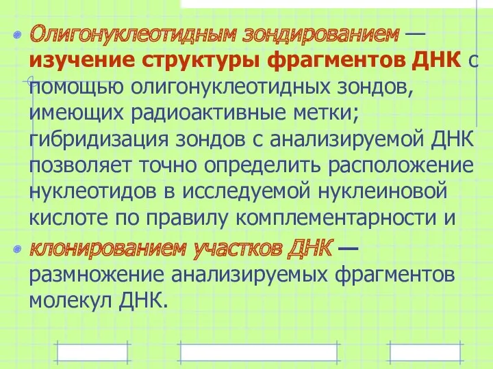 Олигонуклеотидным зондированием — изучение структуры фрагментов ДНК с помощью олигонуклеотидных