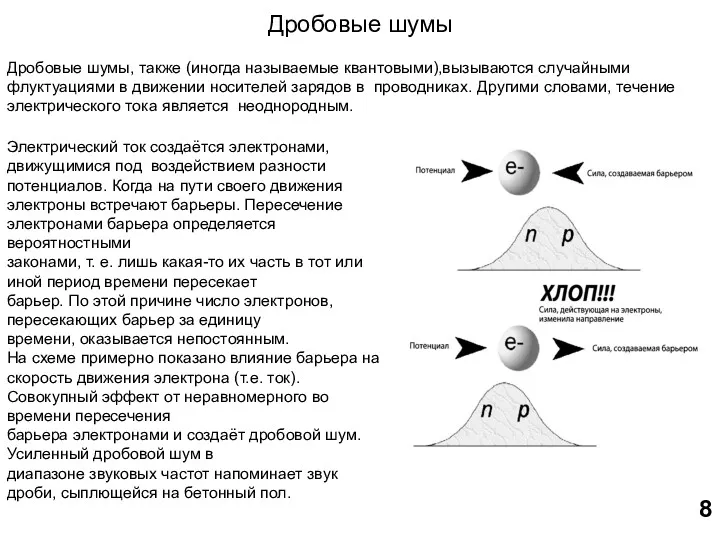 Дробовые шумы Дробовые шумы, также (иногда называемые квантовыми),вызываются случайными флуктуациями