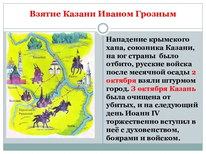 Взятие Казани Иваном Грозным Нападение крымского хана, союзника Казани, на юг страны было