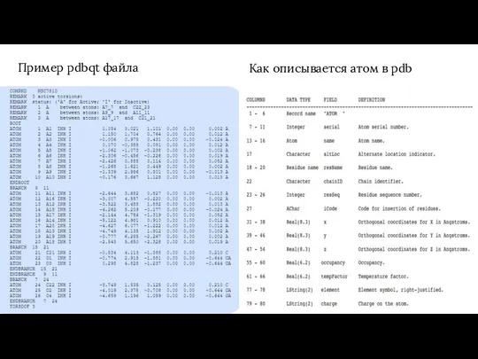 Пример pdbqt файла Как описывается атом в pdb