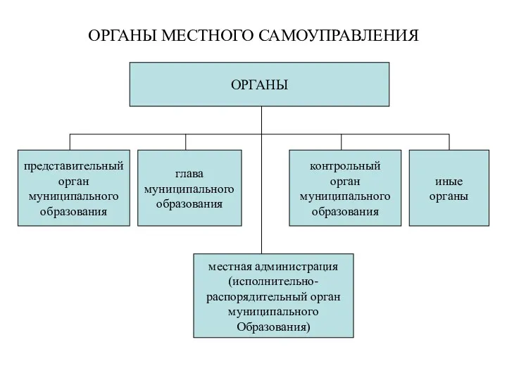 ОРГАНЫ МЕСТНОГО САМОУПРАВЛЕНИЯ ОРГАНЫ представительный орган муниципального образования глава муниципального