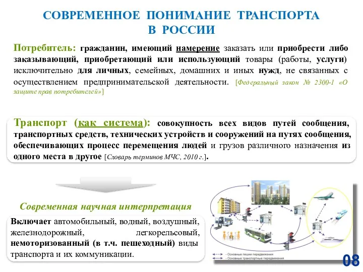 Транспорт (как система): совокупность всех видов путей сообщения, транспортных средств,