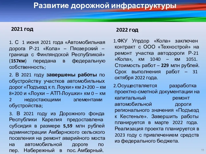 Развитие дорожной инфраструктуры 1. С 1 июня 2021 года «Автомобильная