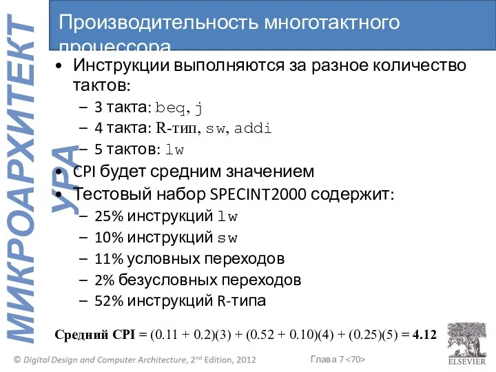 Инструкции выполняются за разное количество тактов: 3 такта: beq, j