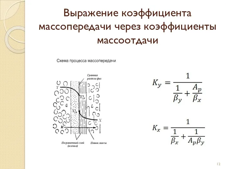 Выражение коэффициента массопередачи через коэффициенты массоотдачи