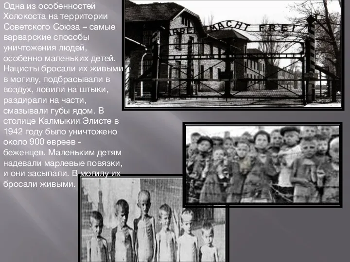 Одна из особенностей Холокоста на территории Советского Союза – самые