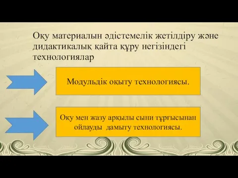 Оқу материалын әдістемелік жетілдіру және дидактикалық қайта құру негізіндегі технологиялар