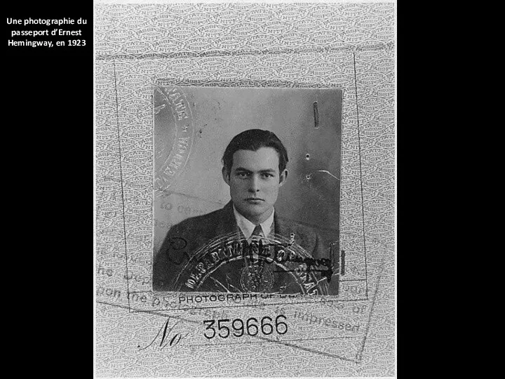 Une photographie du passeport d’Ernest Hemingway, en 1923
