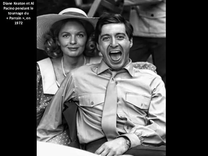 Diane Keaton et Al Pacino pendant le tournage du « Parrain », en 1972