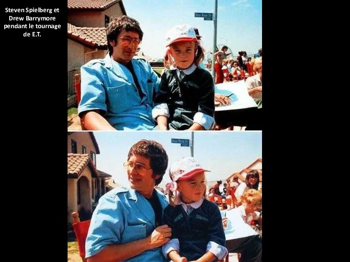 Steven Spielberg et Drew Barrymore pendant le tournage de E.T.