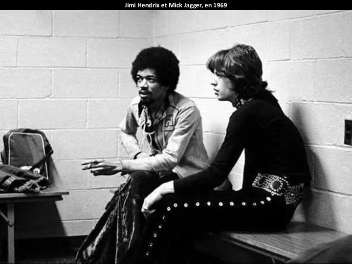 Jimi Hendrix et Mick Jagger, en 1969