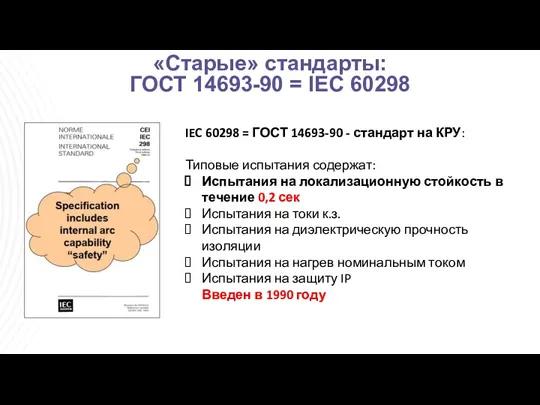 «Старые» стандарты: ГОСТ 14693-90 = IEC 60298 IEC 60298 = ГОСТ 14693-90 -