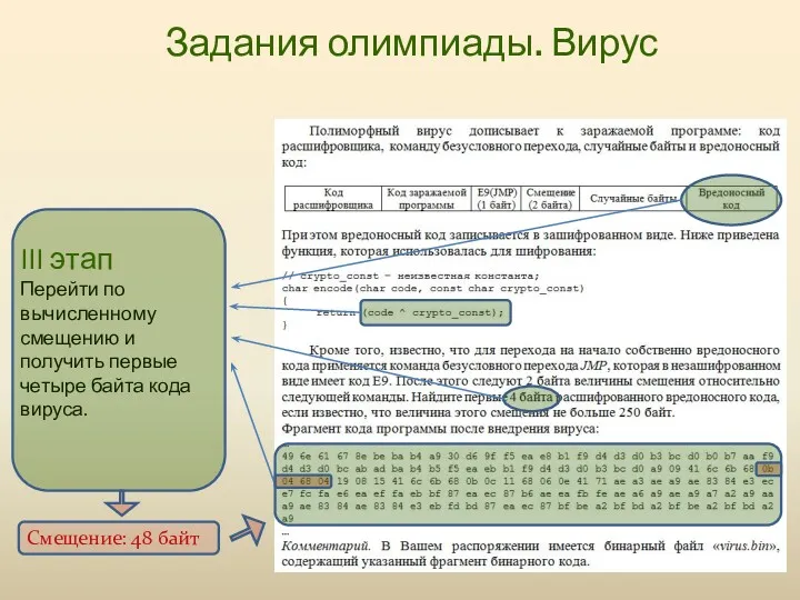 Задания олимпиады. Вирус III этап Перейти по вычисленному смещению и