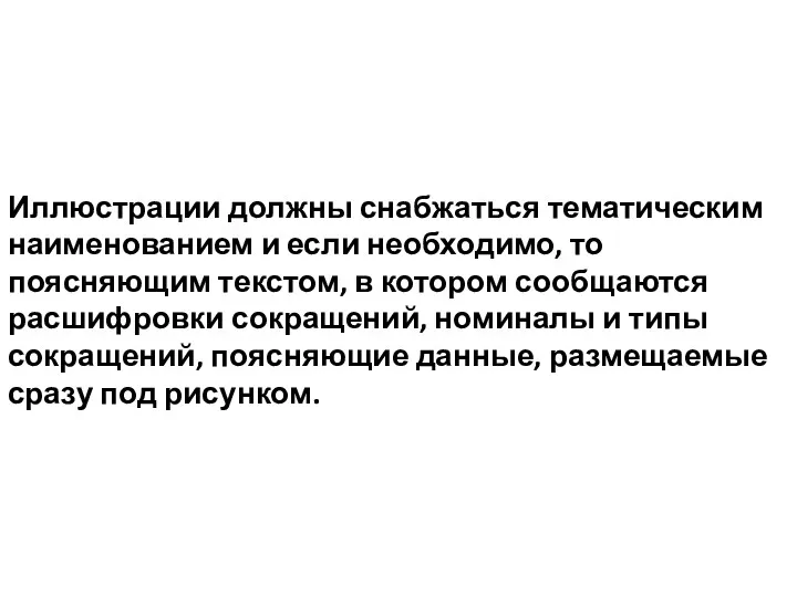 Иллюстрации должны снабжаться тематическим наименованием и если необходимо, то поясняющим текстом, в котором