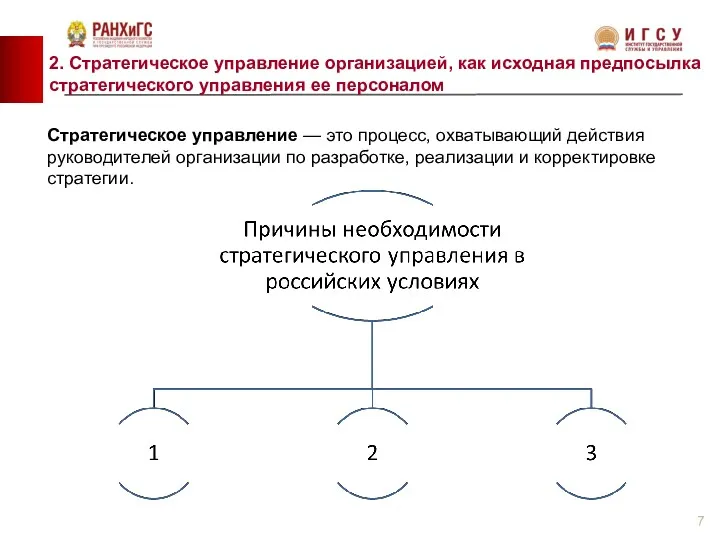 2. Стратегическое управление организацией, как исходная предпосылка стратегического управления ее