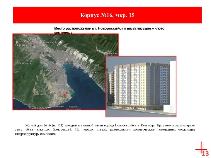 13 Место расположение в г. Новороссийск и визуализация жилого комплекса